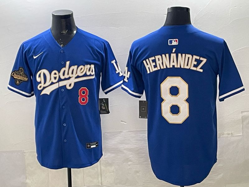 Men Los Angeles Dodgers #8 Hernandez Blue Gold 2026 Nike Game MLB Jersey 003->los angeles dodgers->MLB Jersey